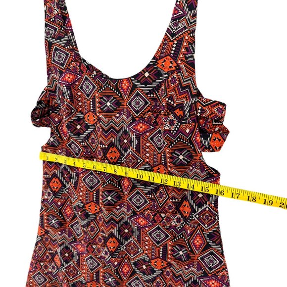 Tobi Mini Tank Dress Red Burgundy Aztec Print Boho Sleeveless Pullover Size M - Picture 11 of 14